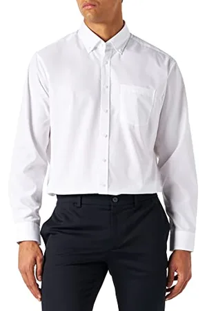 Seidensticker Herren Regular Bügelfrei Button-down Langarm Businesshemd, (White 000), 45 EU