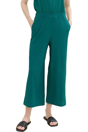 TOM TAILOR Damen Basic Culotte Hose mit Struktur, rough green, S