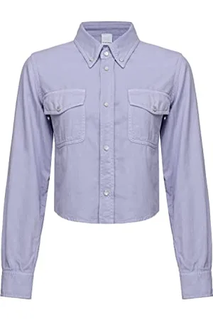 Pinko Damen Skihemd Drillino Farbe Hemd, Y47_Violett, 42