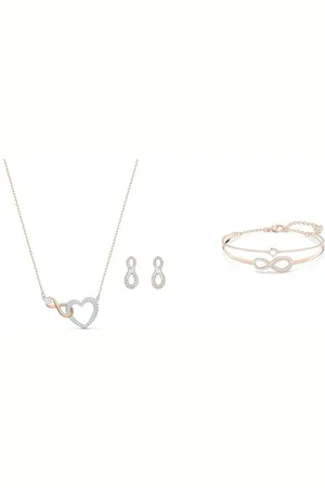 Swarovski Infinity Set, Unendlichzeichen und Herz, Weiss, Metallmix & Infinity Armreif, Unendlichkeit
