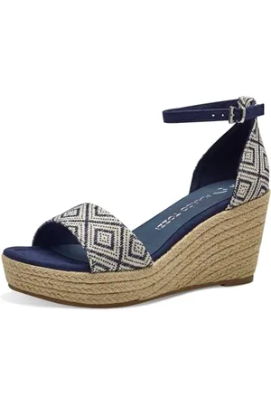 Marco Tozzi Damen Sandalen mit Keilabsatz Sommer mit Plateau, Blau , 37 EU