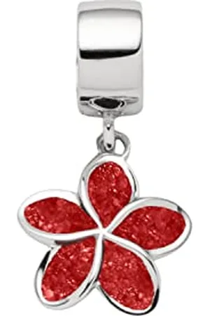 DUR Schmuck Charm PLUMERIA BLÜTE Koralle, Silber 925/- rhodiniert (F321)