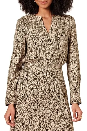 Amazon Damen Langärmlige Popover-Bluse aus Georgette mit lockerer Passform, , S