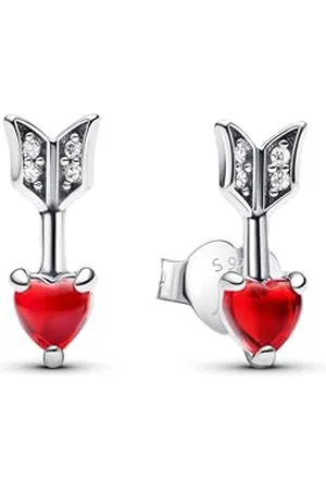 PANDORA Moments Pfeil & Murano-Glas Herz Ohrstecker aus Sterling Silber mit Zirkonia, 293668C01