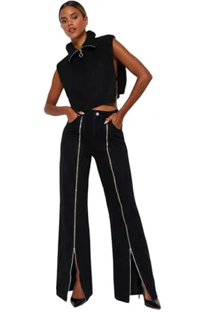 Trendyol Damen Gerade Weites Bein Hohe Taille Jeans, , 38