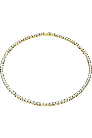 Swarovski Matrix Tennis Halskette, Rundschliff, Weiß, Goldlegierungsschicht