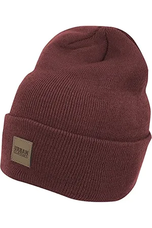Urban classics Unisex Synthetic Leatherpatch Long Beanie-Mütze, , one Size