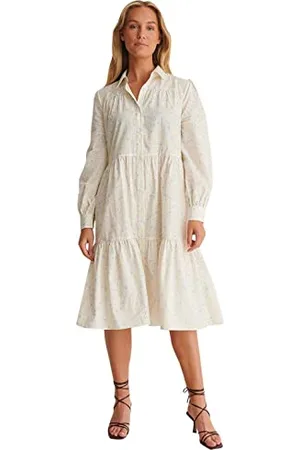 NA-KD Damen Midikleid mit Knöpfen Lässiges Kleid, , 34