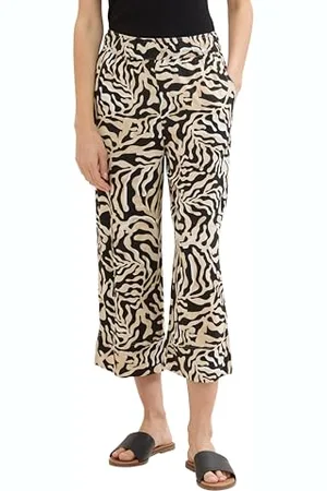 TOM TAILOR Damen Culotte Hosemit Muster , black cut palmtree design, 34/26
