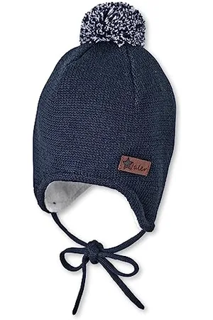 Sterntaler Mütze für Jungen mit Bommel und Ohrenklappen, Gefüttert, Alter: 3-4 Monate, Größe: 39, Blau