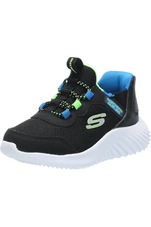 Skechers Jungen Sneaker, Schwarz/Blau/Limette, 30 EU
