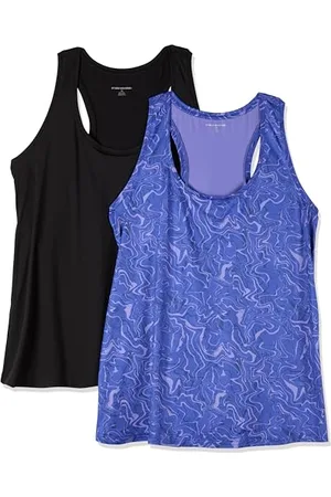 Amazon Damen Active Quick Dry Tech Stretch Racerback-Tanktop (in Übergröße erhältlich), 2er-Pack, , XS