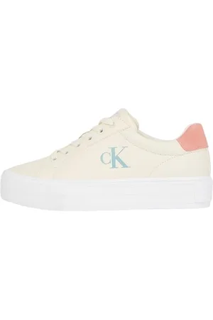 Calvin Klein Damen Vulcanized Sneaker Bold Low Top, Mehrfarbig (Creamy White/Rose Tan/Blue Surf), 36