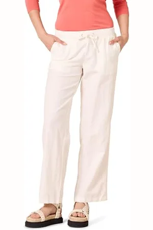 Amazon Damen Hose aus Leinengemisch mit Kordelzug lockere Passform weites Bein (in Übergröße erhältlich), , S