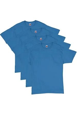 Hanes Essentials Herren-T-Shirt, kurzärmelig, Rundhalsausschnitt, Baumwolle, 4er- oder 6er-Pack, Jeansblau, 4er-Pack, Mittel