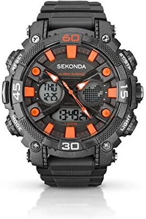 Sekonda Herren-Digitaluhr mit schwarzem Zifferblatt, Digitalanzeige und grauem Kunststoffband 1037.05