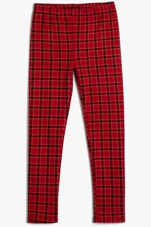 Koton Girls Plaid Leggings Elastic Waist