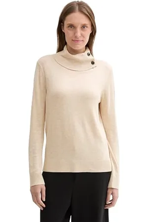 TOM TAILOR Damen Rollkragenpullover mit Knöpfen, , XL
