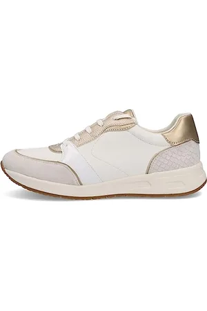 Geox D BULMYA A Sneaker, White/Platinum, 35 EU