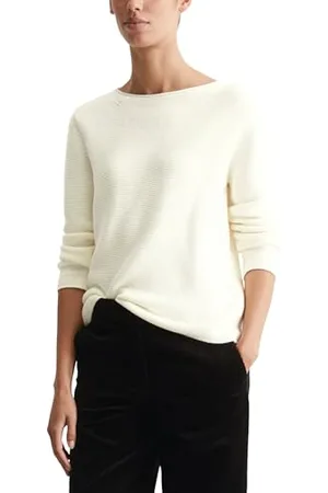 Marc O’ Polo Marc OߴPolo Damen Strickpullover aus Bio-Baumwolle Langarm, Cremefarben (Creamy White), S