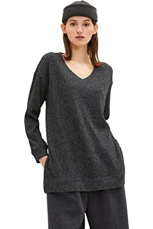 TOM TAILOR Damen Sweatshirt Longstyle mit Rippstruktur 1034846, , XS