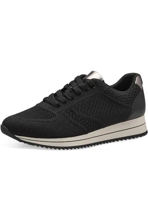 Jana Damen Sneaker flach Freizeit Vegan, (Black), 37 EU