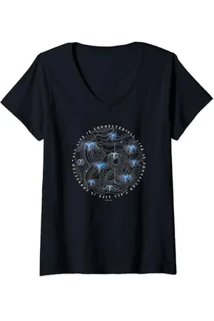 Avatar Pandora Woodsprites All Life is Connected T-Shirt mit V-Ausschnitt