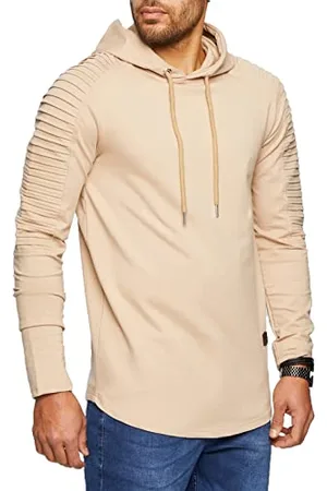 LEIF NELSON Herren Kapuzenpullover Slim Fit Baumwolle-Anteil Moderner weißer Herren Hoodie-Sweatshirt-Pulli Langarm Herren schwarzer Pullover-Shirt mit Kapuze LN6369 Medium