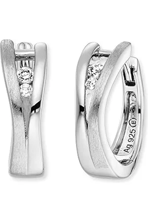 Engelsrufer Filigrane Keep it so simple Damen Creole Xena aus Sterling - besetzt mit 4 weißen Zirkonia Steinen - Clipverschluss - nickelfrei - Größe: 16mm
