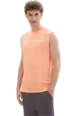 TOM TAILOR Herren Basic Tanktop mit Logo-Print aus Baumwolle, , XS