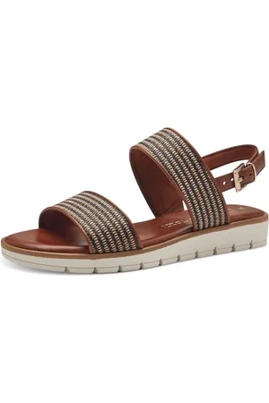 Marco Tozzi Damen Sandalen mit Keilabsatz mit Verstellbarem Riemen Vegan, Braun , 37 EU