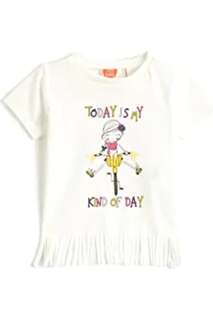 Koton Babygirl Short Sleeve Tasseled T-Shirt Crew Neck Printed