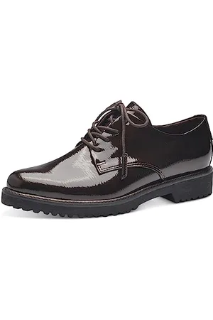 Marco Tozzi Damen Schnürschuhe Elegant Lack, Braun , 41