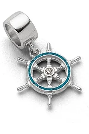 DUR Einzel Charm-Anhänger Steuerrad für Damen aus 925er Sterling-Silber mit Steinsand und Zirkonia, Farbe: , Maße: 1,5x1,5 cm, F331