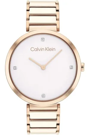 Calvin Klein Analog Quarzuhr für Damen mit Roségoldfarbenes Edelstahlarmband - 25200135