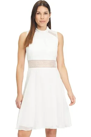 Vera Mont Damen Cocktailkleid mit Spitzeneinsatz Ivory White,40