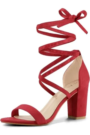 Allegra K Damen Sandalen mit offener Spitze und klobigen High Heels 38