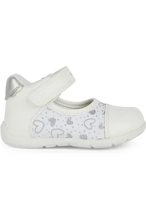 Geox B ELTHAN Girl A Ballet Flat, White/Silver, 26 EU