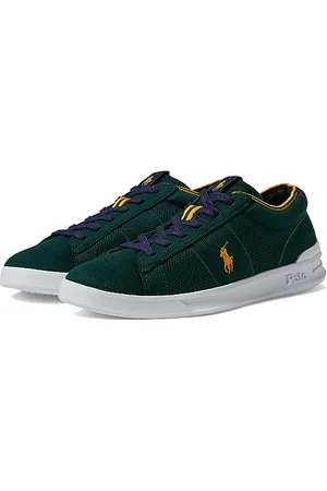 Ralph Lauren HRT Crt Knit Sneaker für Herren, Forest/Navy/Gold, 43 EU
