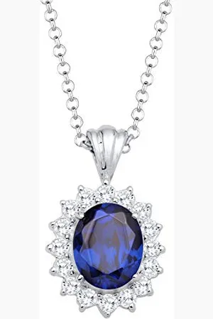 Elli Halskette Damen Kreis Anhänger elegant royal mit synthetischem Saphir und Zirkonia Kristallen in 925 Sterling Silber