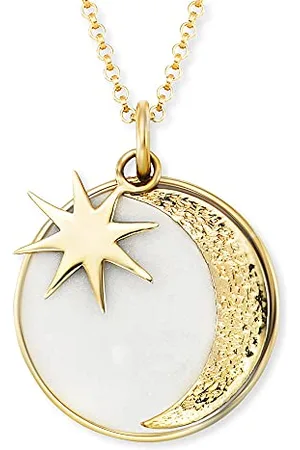 Engelsrufer Damen Halskette aus vergoldetem Sterling Silber und Sonne, Mond, Sterne Anhänger - Karabinerverschluss - in zwei Längen verstellbar - Länge: 50cm