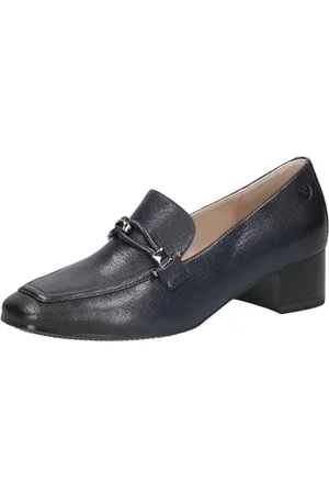 Caprice Damen Loafer mit Absatz aus Leder Elegant, Blau , 40 EU
