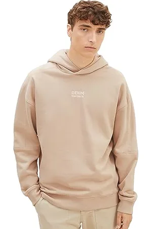TOM TAILOR Herren 1037612 Relaxed Fit Hoodie in Cutline-Optik, 11704-silver Ecru, XL