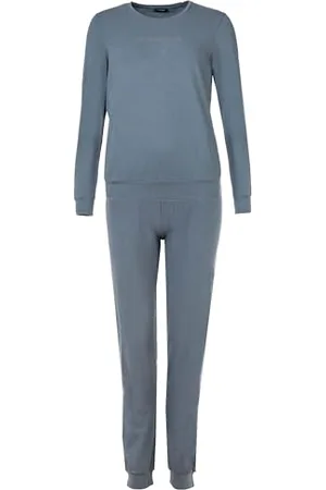 Emporio Armani Damen Essential Studs Logo Long Pajamas Pyjama-Set, , L
