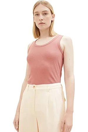 TOM TAILOR Damen 1038049 Basic Top mit Rippstruktur, 32224-fading Rose, L