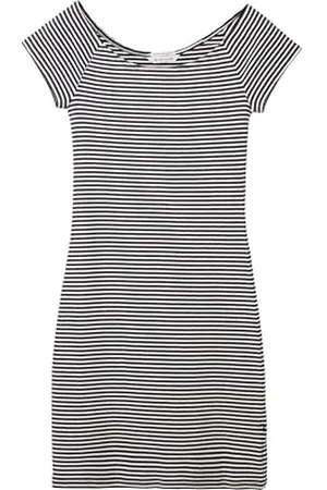 TOM TAILOR Mädchen Kinder Jerseykleid mit Streifen , Navy White Fine Stripe, 128