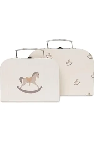 Jollein Spielkoffer Set - - 2er Pack - 1 Größeren Koffer, 1 Kleineren Koffer - Schaukelpferden