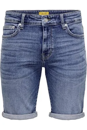 Only & Sons Herren Jeans Shorts ONSPly Denim Bermuda mit Aufschlag 22028773 L
