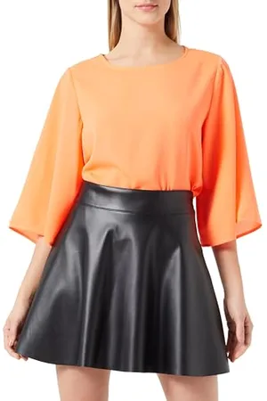 Noisy May Damen Rock NMANDY PU HW Flared Skirt WVN NOOS (DE/NL/SE/PL, Alphanumerisch, L, Regular, Regular, )