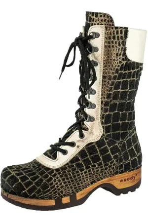 Woody Damen Ramona Fell Clog Stiefel, Cocco Gold-Gold Alaska, 37 EU